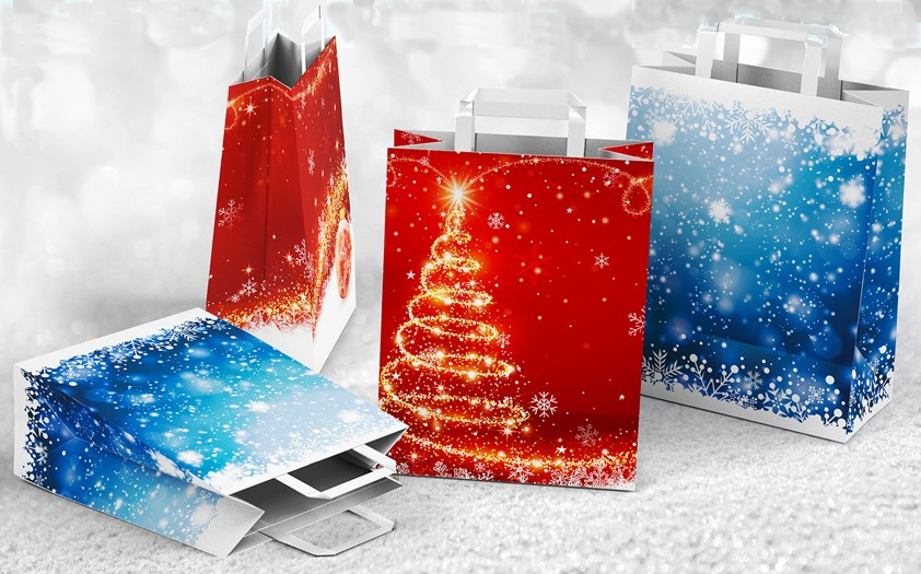 Collection de sacs à poignées imprimés pour les fêtes